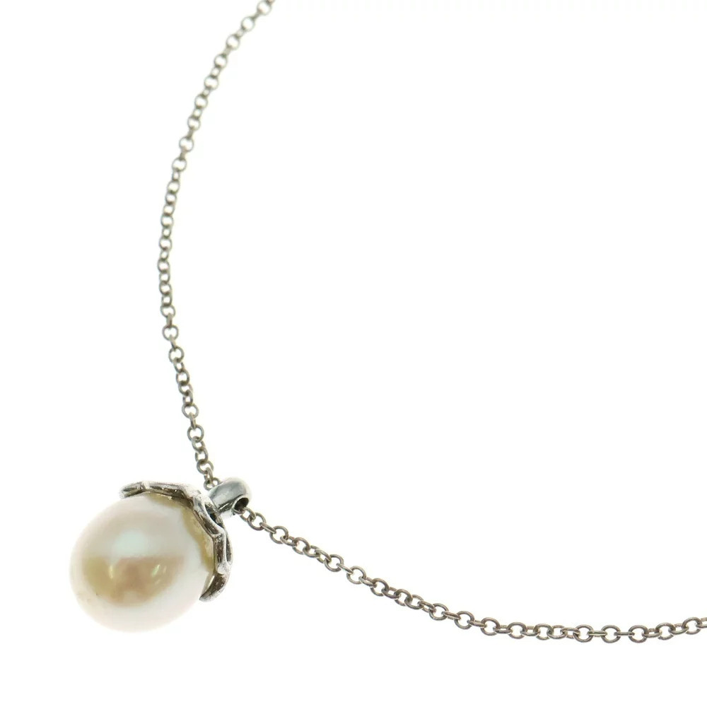 TIFFANY Co Tiffany Co Pearl Heart Clover Necklace Pendant Silver Chain White